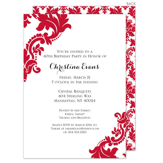 Red Damask Invitations
